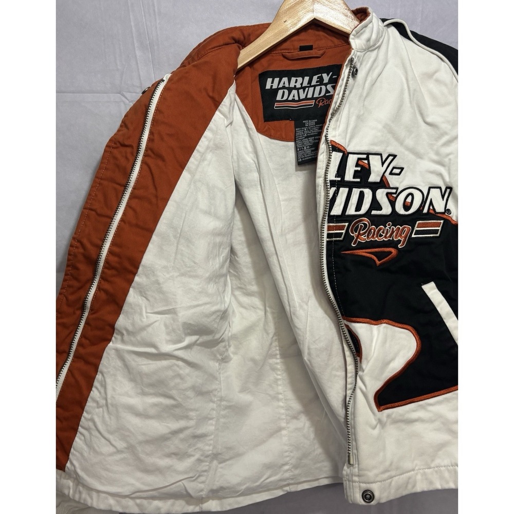 Harley Davidson Jacket Women's Small Screamin' Eagle White Black Flame Racing - Picture 10 of 12